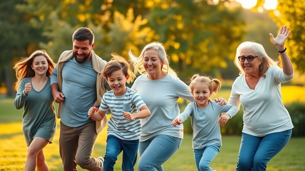 Healthy family outdoors thanks to chiropractic, emphasizing all-ages spinal wellness.