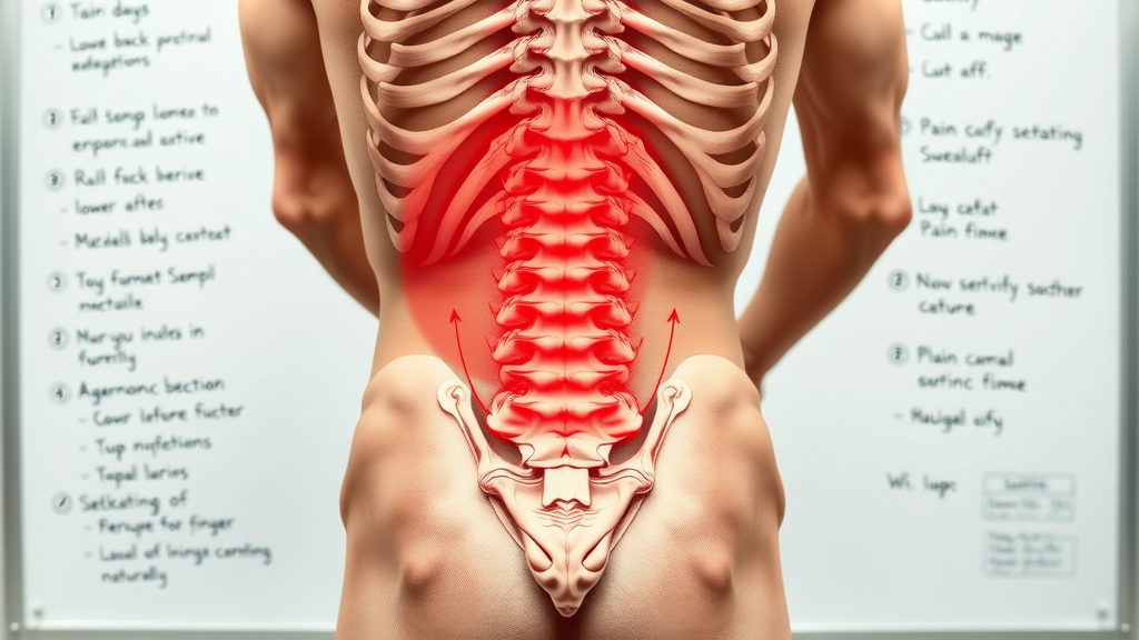 Diagram of lower back anatomy showing pain areas and inflammation in Prince George BC, helpful for understanding sources of back pain