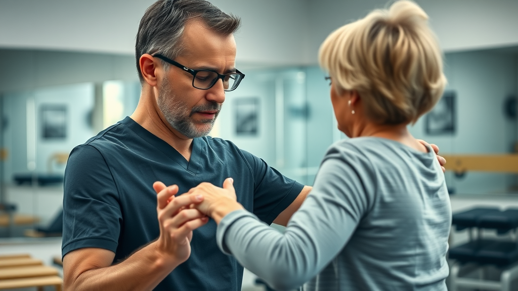 Dynamic physiotherapist guiding exercise for low back pain relief in Prince George physiotherapy clinic