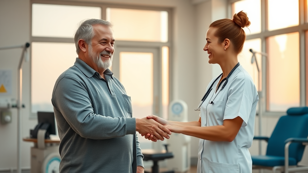 satisfied patient low back pain relief prince george staff handshake