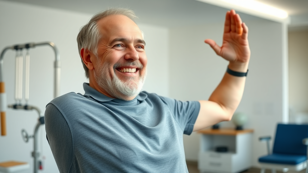 hopeful adult patient experiencing relief and stretching in a Prince George BC physiotherapy clinic for back pain