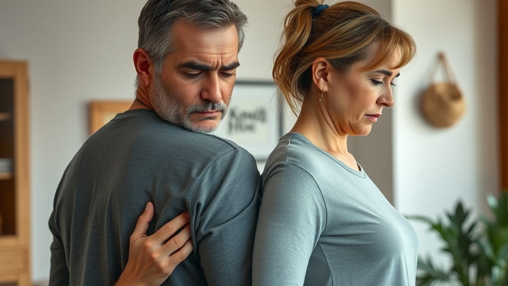 People with chronic back pain gently holding lower back Prince George BC home